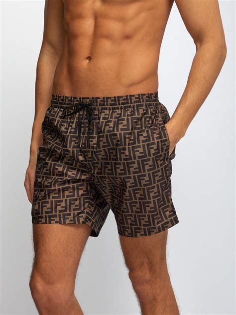 fendi mens brown print|men's fendi shorts.